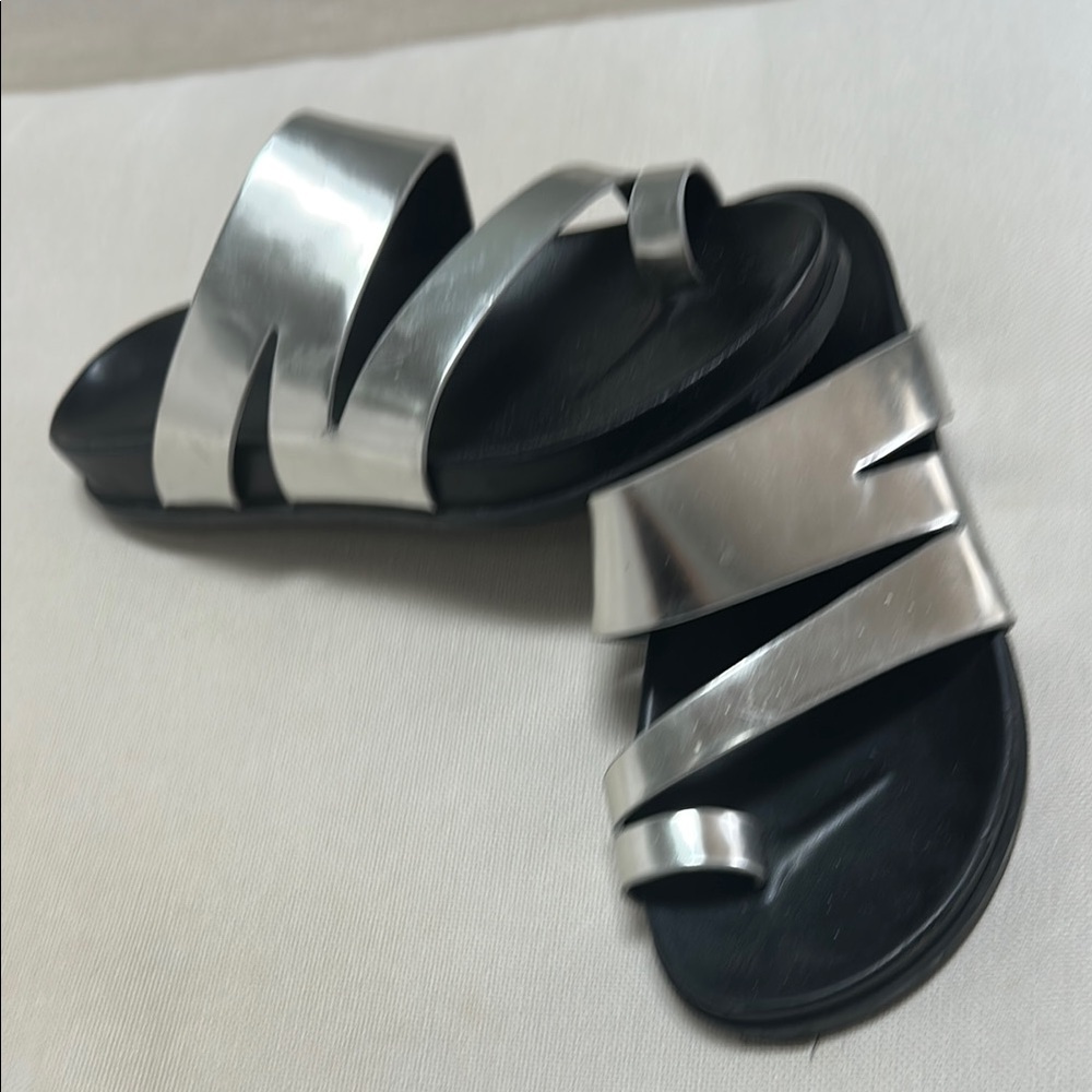 Marc Fisher Metallic and Black Sandals